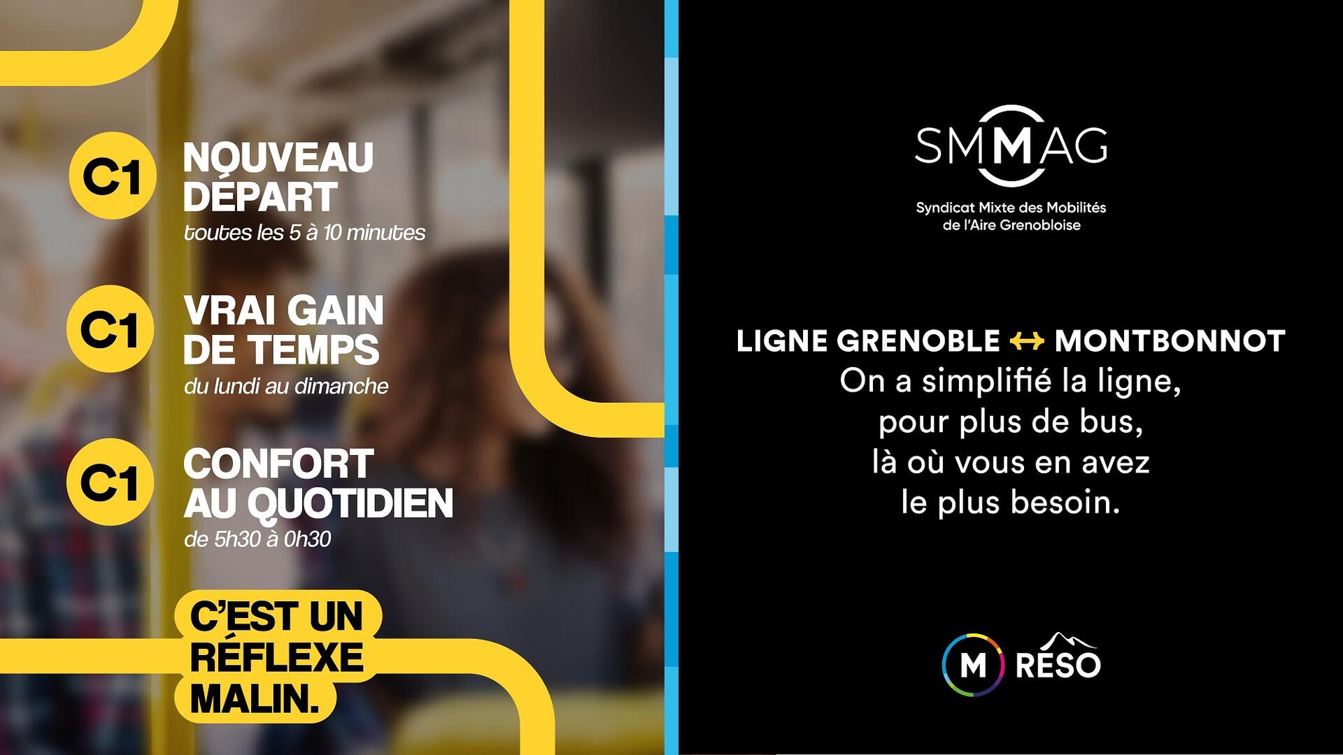 La ligne C1 évolue, gain de temps 5 à 10mn de passage, confort au quotidien, ligne grenoble montbonnot renforcée